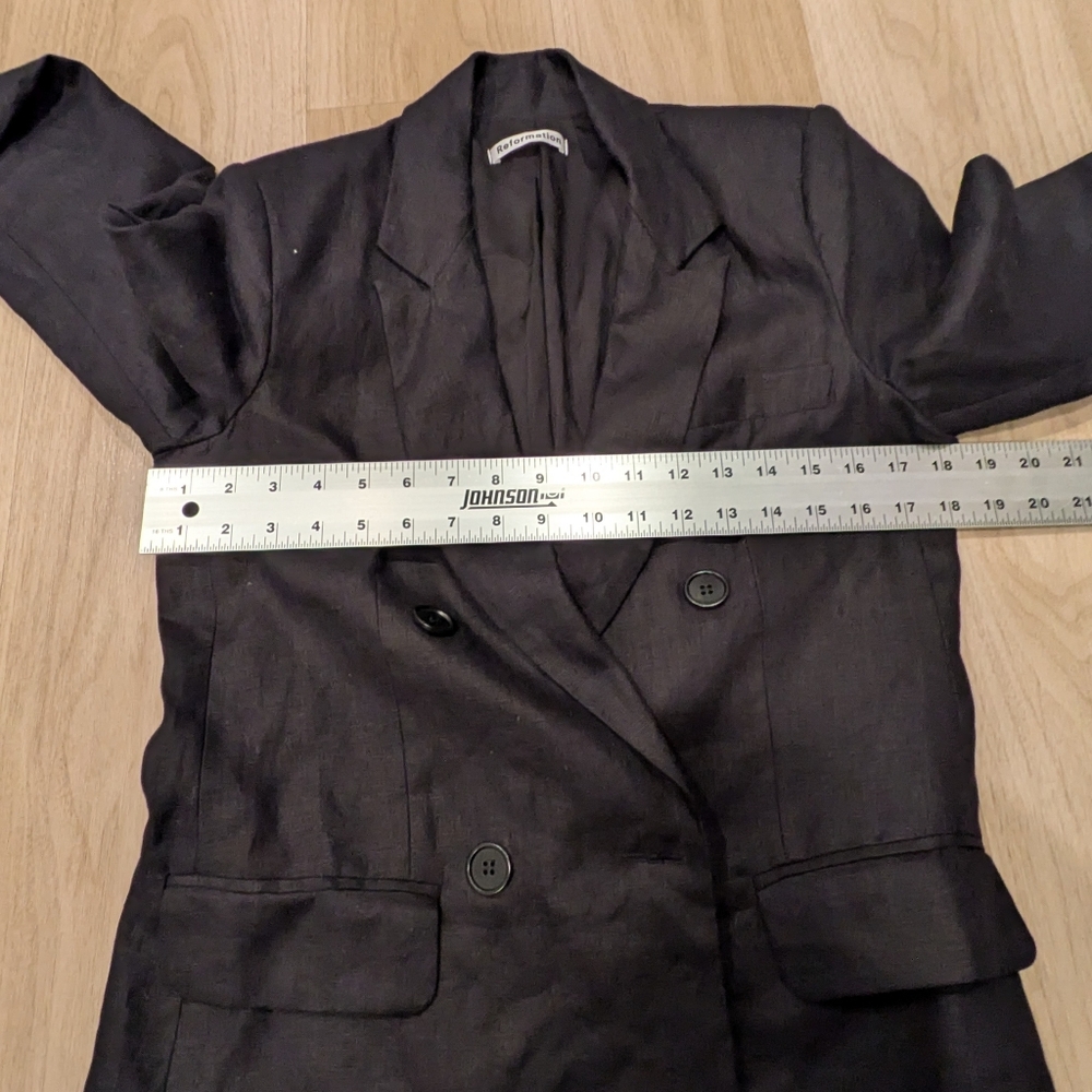 Reformation Linen Blazer Double Breast Size M Black - Picture 4 of 9